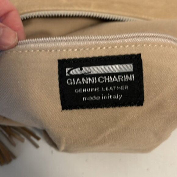 GIANNI CHIARINI 100% LEATHER SHOULDER LEATHER BAG MADE IN ITALY cream colour - Picture 10 of 12